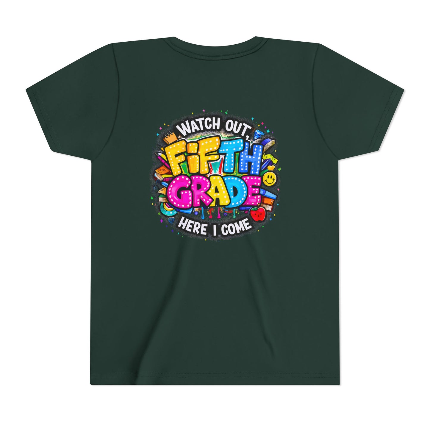 Fifth Grade T‑Shirt for Kids - "Watch Out Fifth Grade Here I Come" Back-to-School Tee