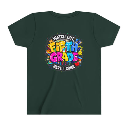 Fifth Grade T‑Shirt for Kids - "Watch Out Fifth Grade Here I Come" Back-to-School Tee