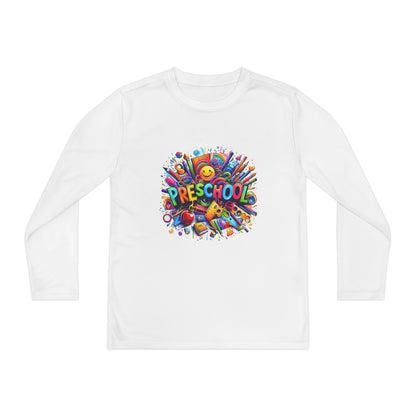 Youth Preschool Long Sleeve Tee - Colorful School Supplies Design