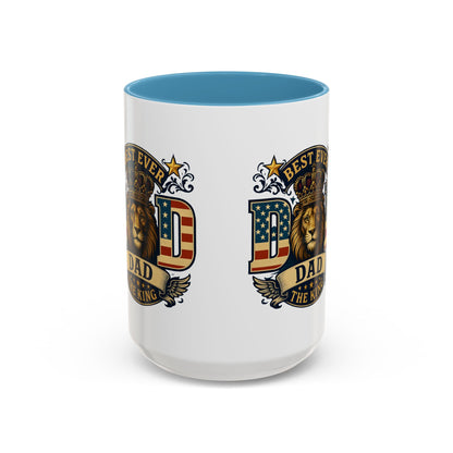 Best Ever Dad Coffee Mug — 'Dad the King' Lion Accent Mug (11/15oz)