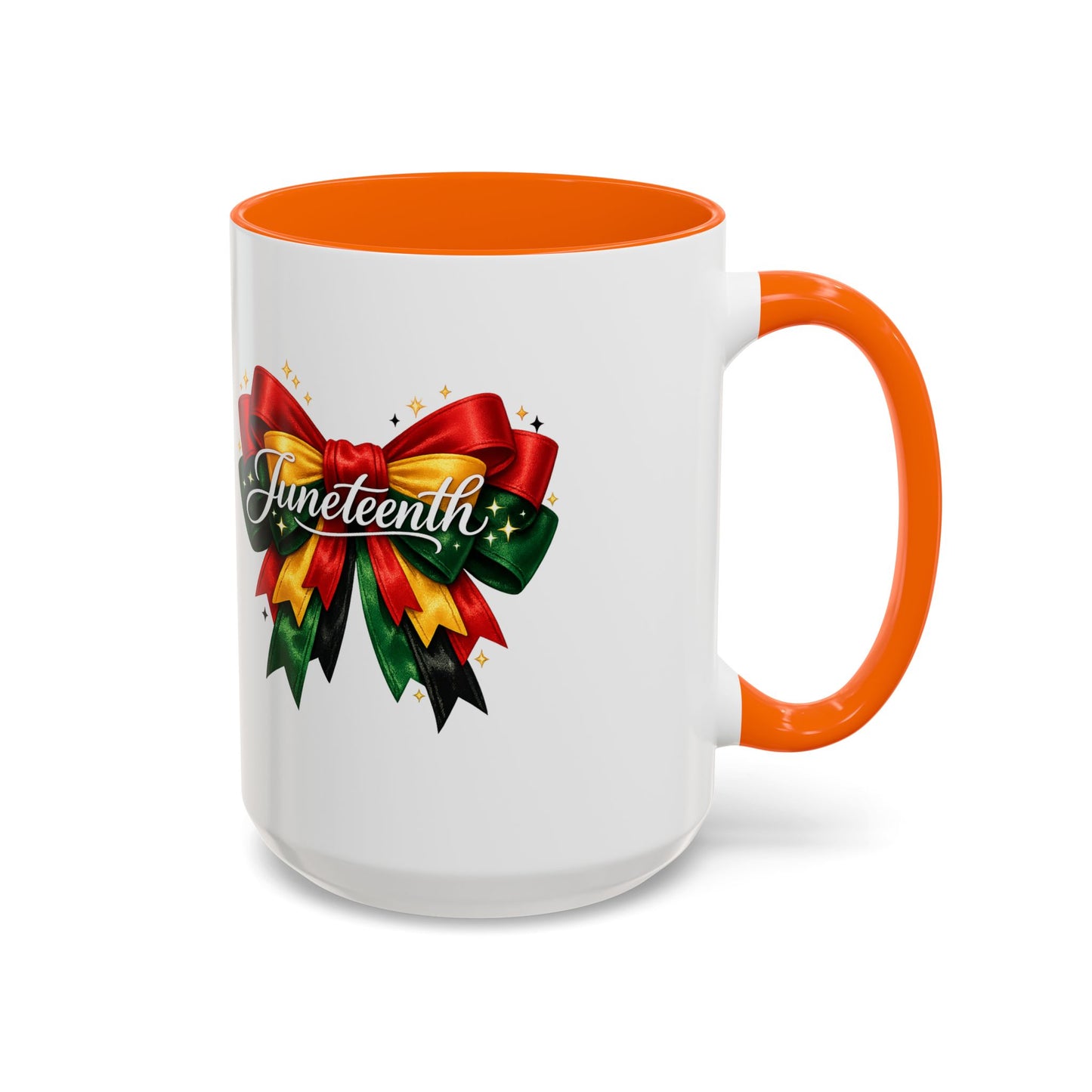Juneteenth Ribbon Coffee Mug — Black/Red/Green Celebration Accent Mug