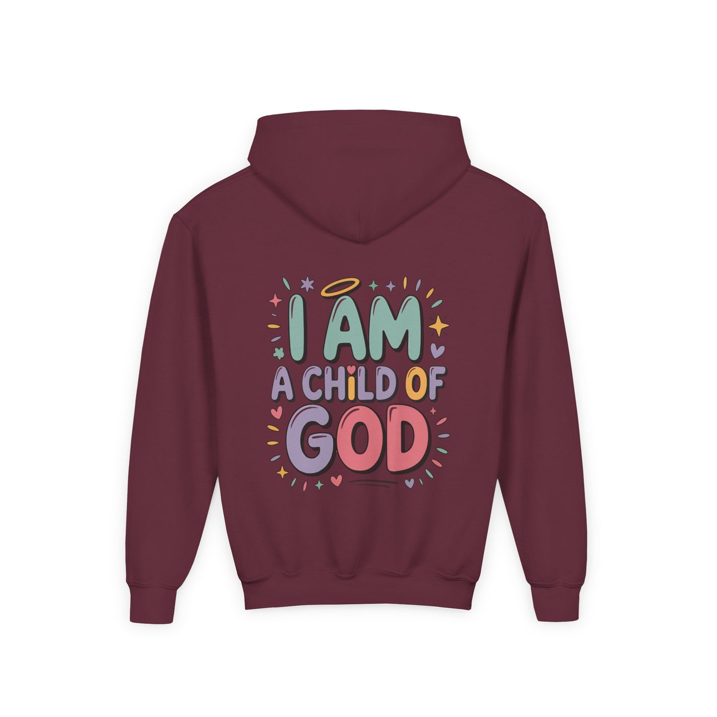 Youth Hoodie — "I Am a Child of God" Inspirational Kids Hooded Sweatshirt