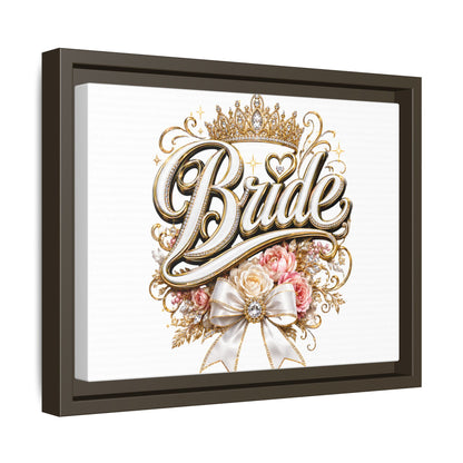 Framed Bride Canvas Wall Art — Elegant Bridal Crown & Floral Wedding Decor
