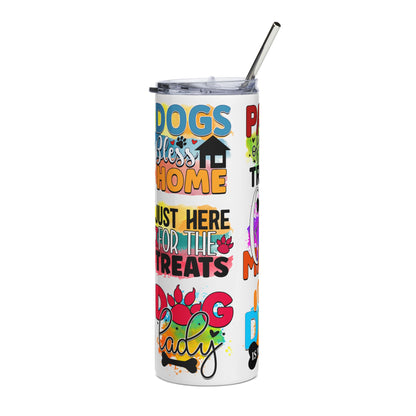 Dog Mom Stainless Steel Tumbler 20oz – Colorful Paw Prints & Quotes Travel Cup