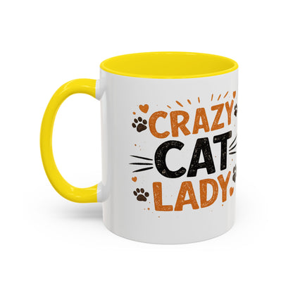 Cat Mug — "Crazy Cat Lady" Cute Kitten Accent Coffee Mug (11/15 oz)