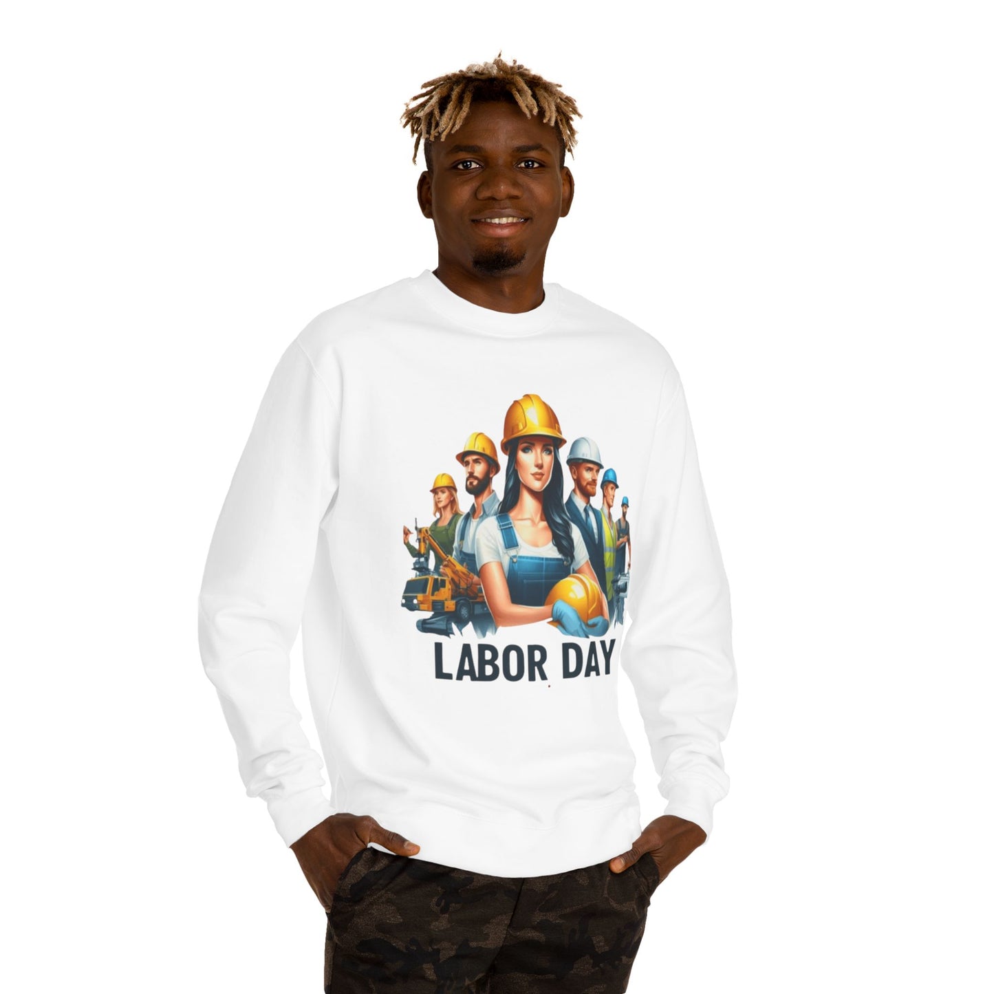 Labor Day Crewneck Sweatshirt — Construction Workers Graphic