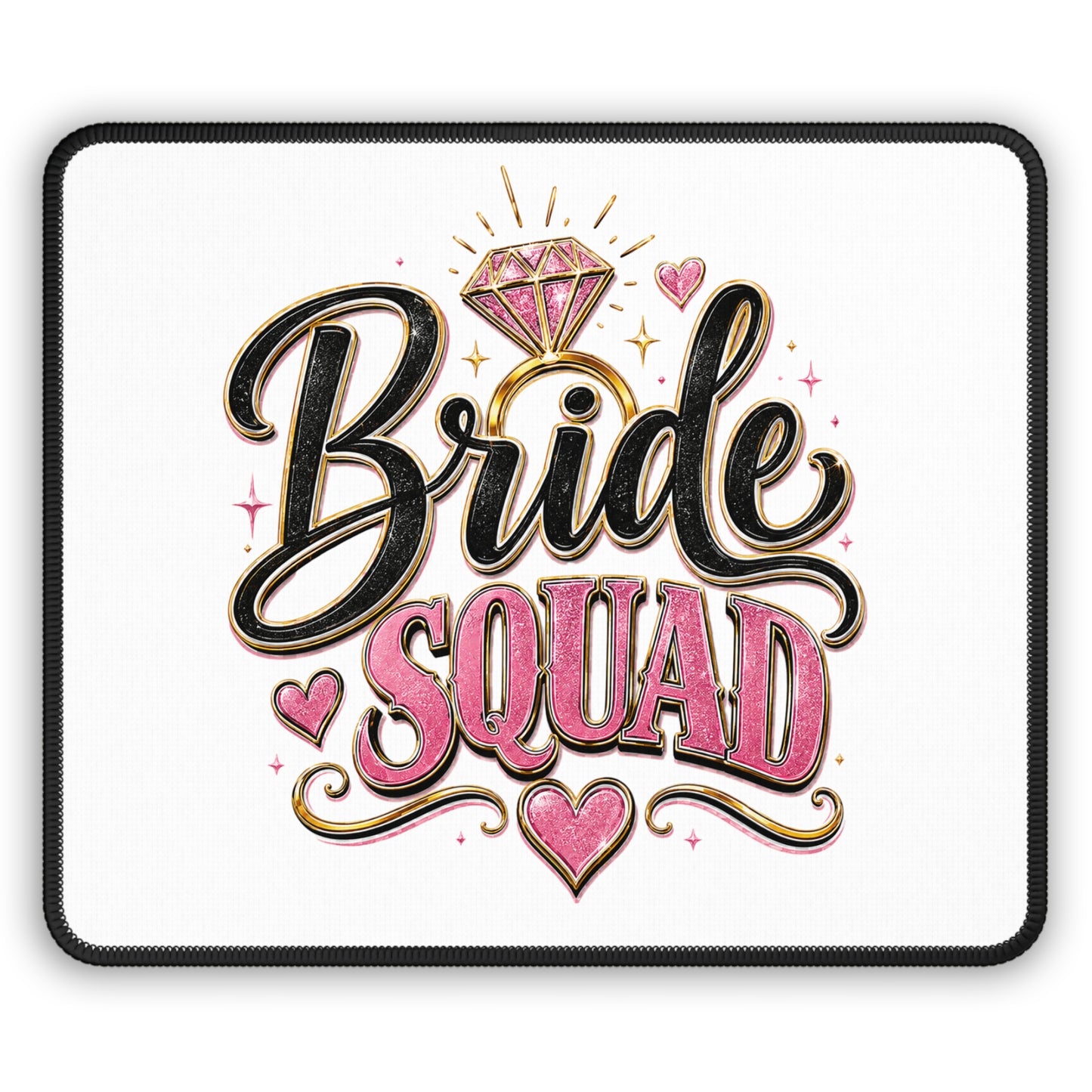 Bride Squad Gaming Mouse Pad — Bachelorette Party Pink Ring Design