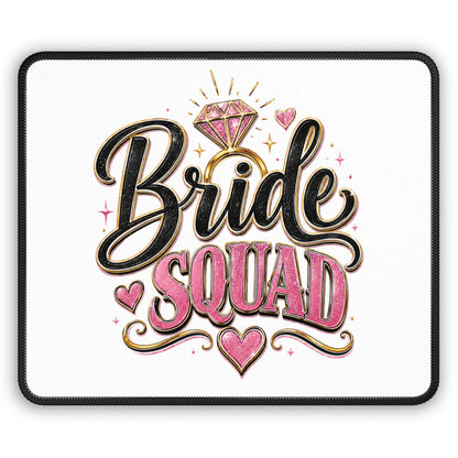 Bride Squad Gaming Mouse Pad — Bachelorette Party Pink Ring Design