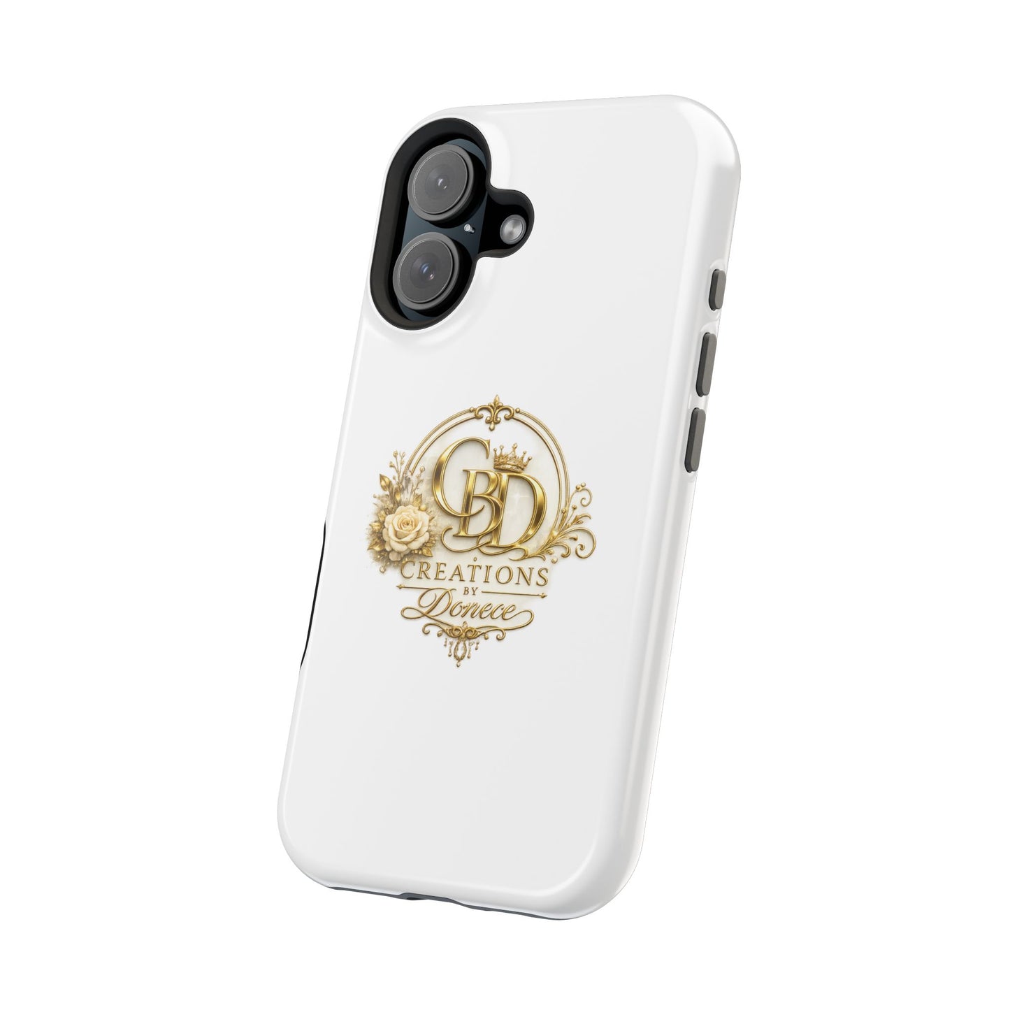 Magnetic Impact-Resistant Phone Case — Gold Floral Crest Logo