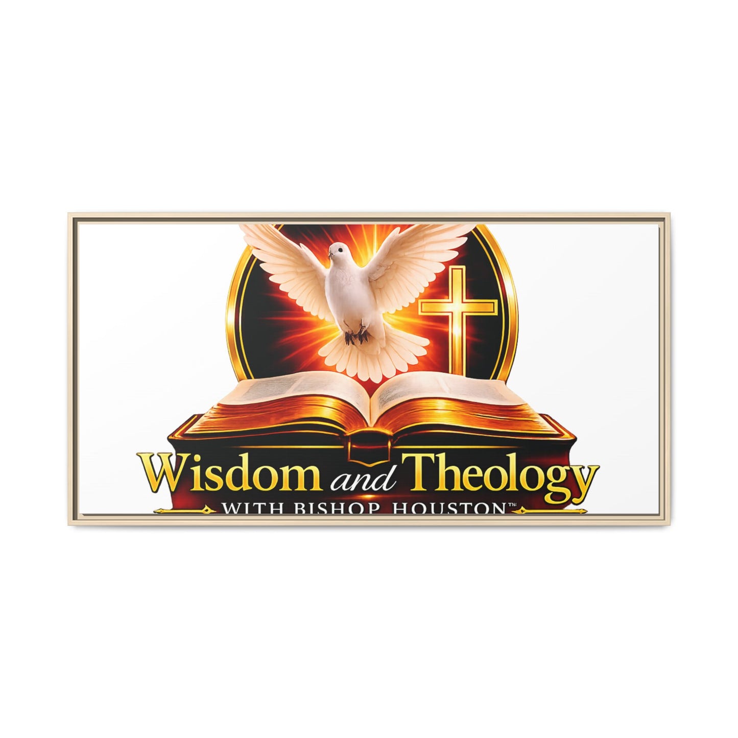 Framed Canvas Print — "Wisdom and Theology" Dove & Bible Wall Art