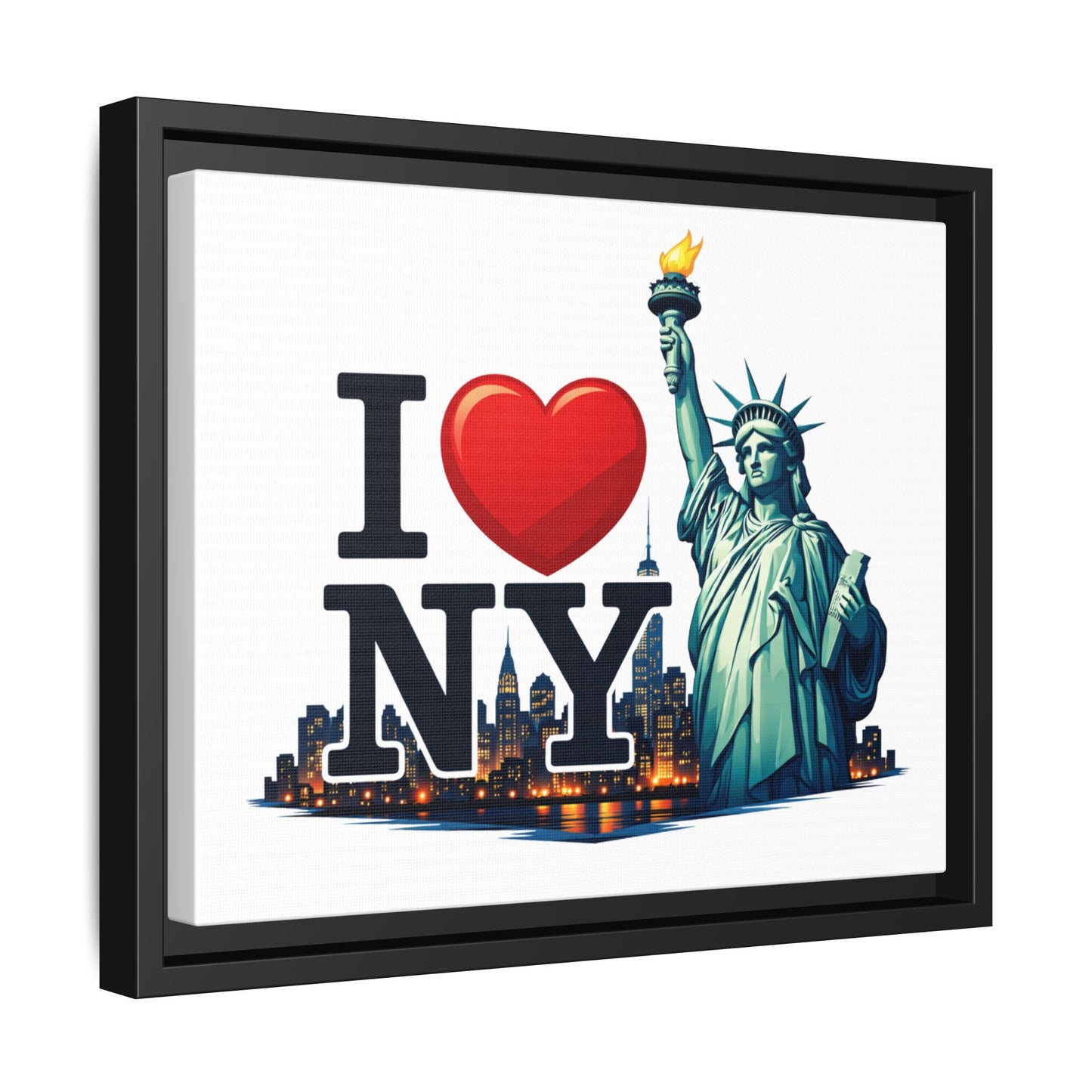I Love NY Statue of Liberty Matte Framed Canvas