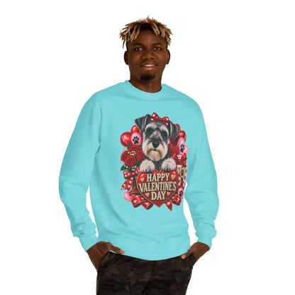 Valentine's Day Dog Sweatshirt — Cute Schnauzer "Happy Valentine's Day" Crewneck