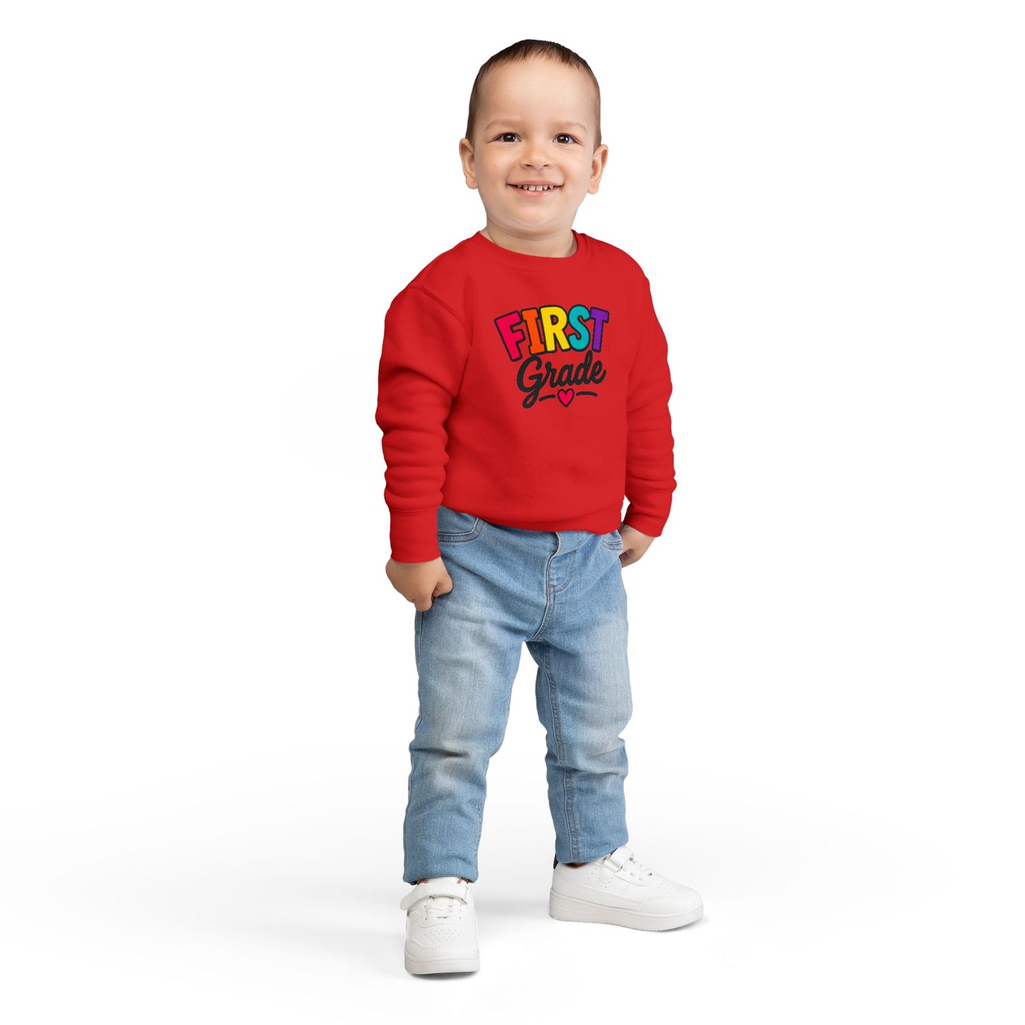 First Grade Toddler Sweatshirt — Colorful Back-to-School Kids Pullover
