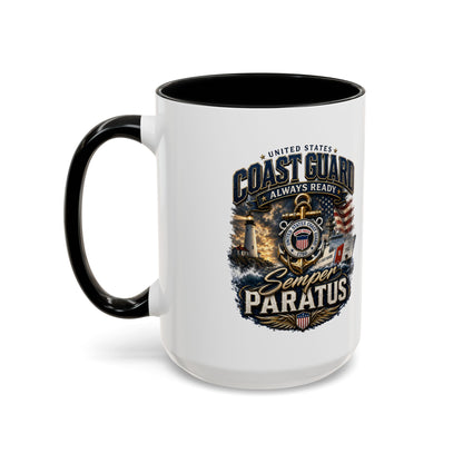 Coast Guard Semper Paratus Accent Coffee Mug – Patriotic Military Gift (11/15oz)
