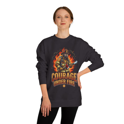 Firefighter Crewneck Sweatshirt — "Courage Under Fire" Graphic