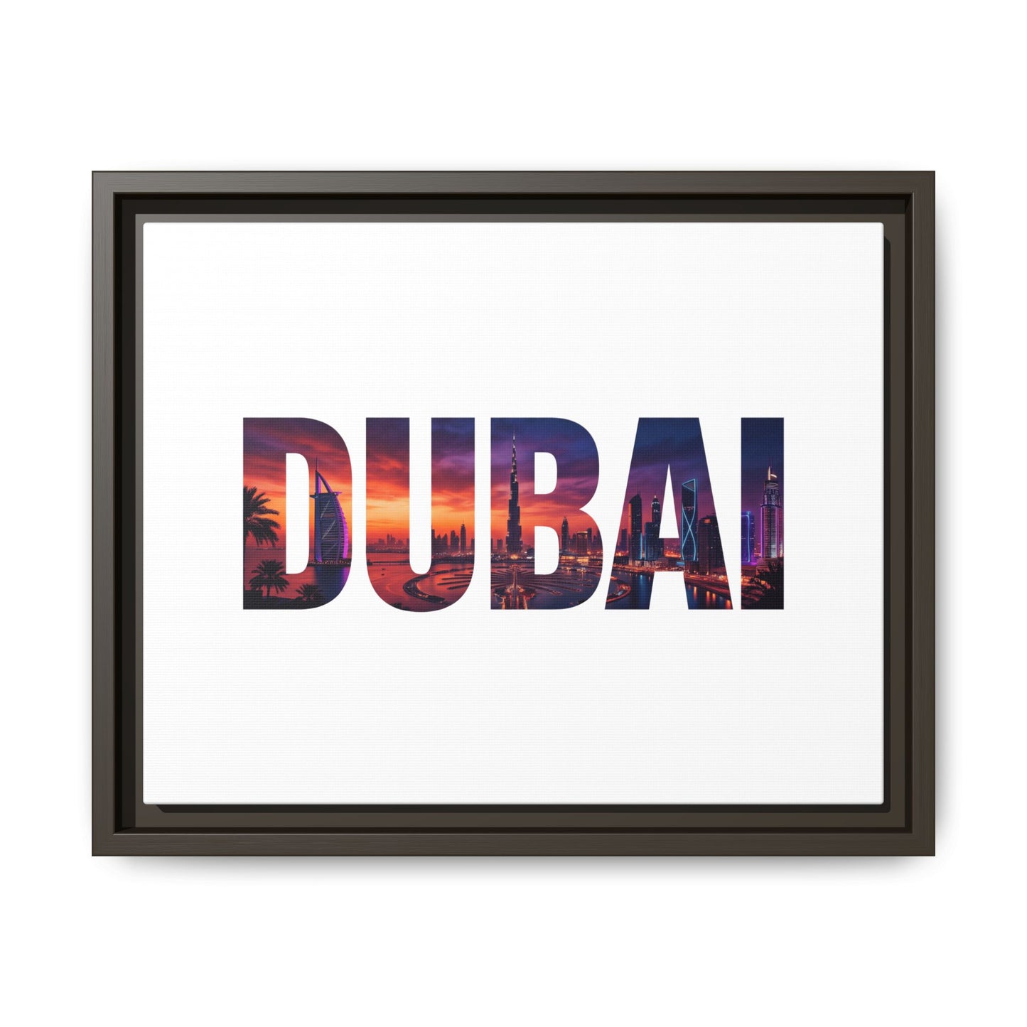 Dubai Photo-Text Matte Canvas Framed Wall Art