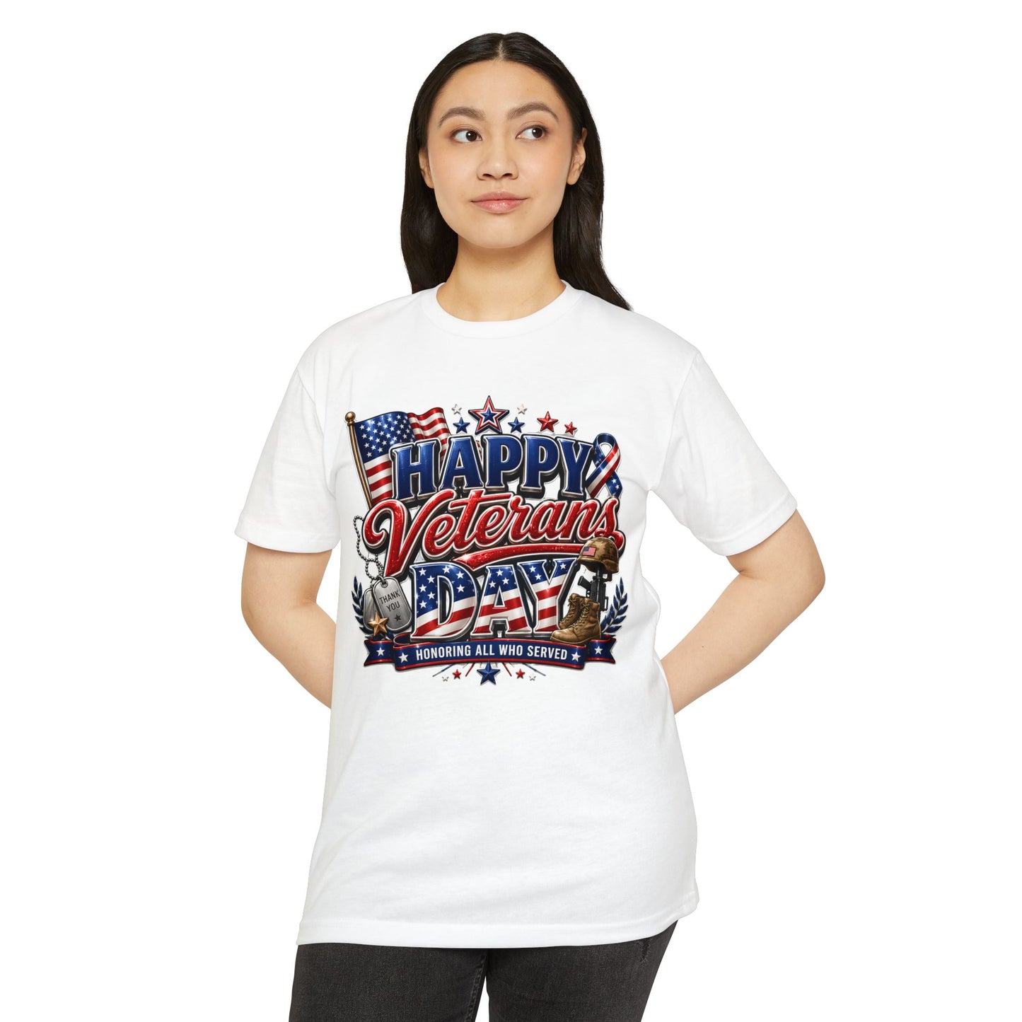 Veterans Day T-Shirt - "Happy Veterans Day" Patriotic Military Tribute Tee