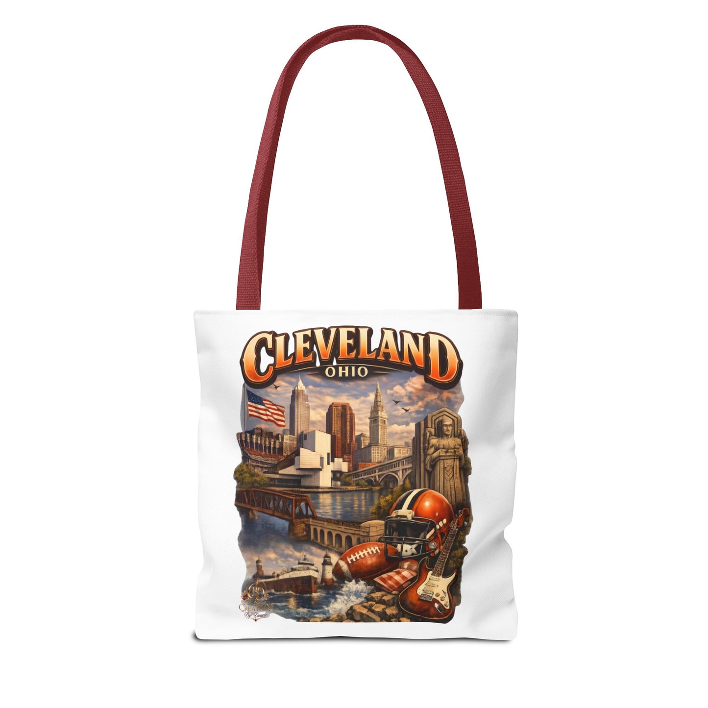 Cleveland Cityscape Tote Bag — Vintage Ohio Skyline & Sports Montage