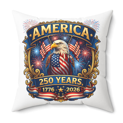 America 250th Anniversary Decorative Pillow — Eagle & Fireworks 1776–2026