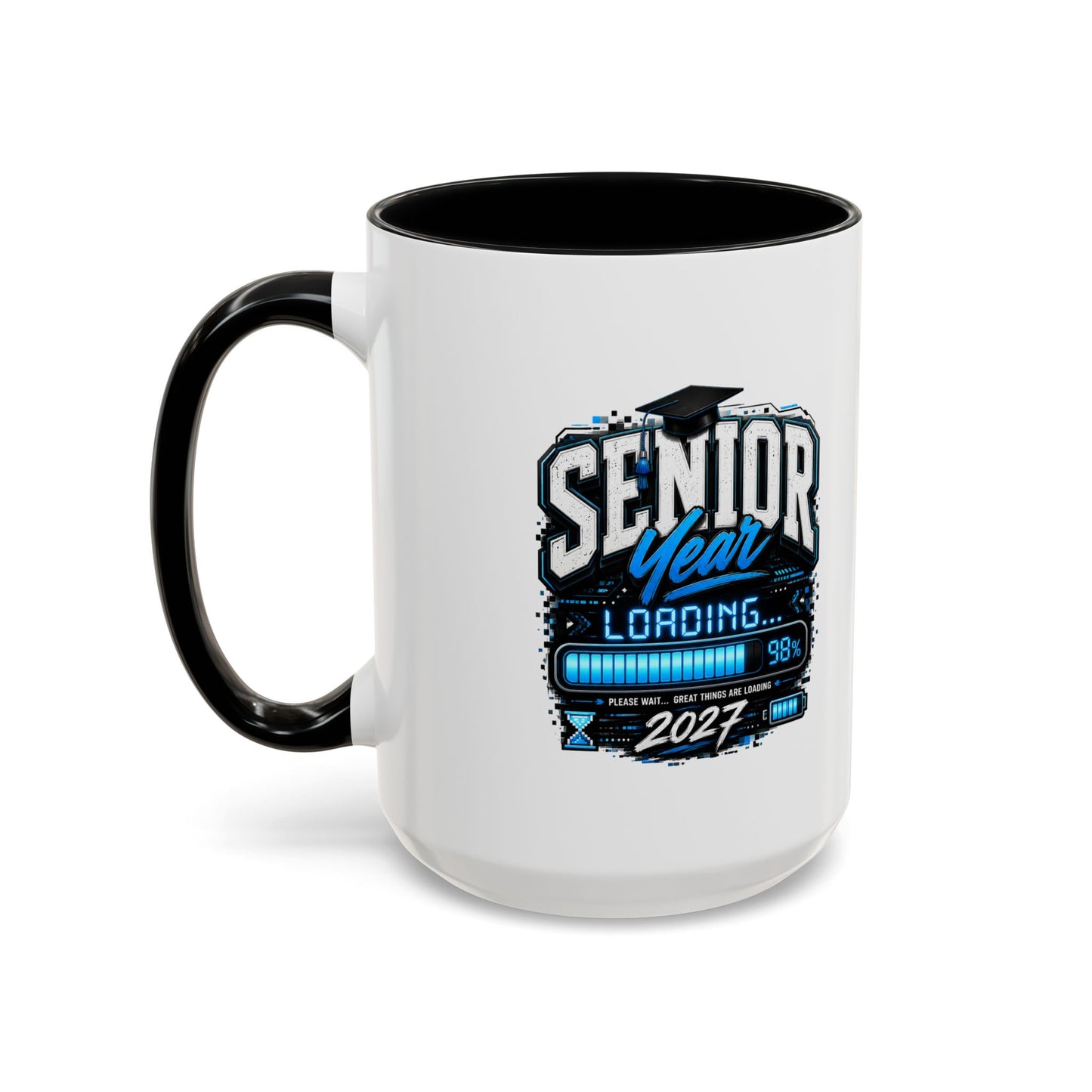 Senior Year Loading 2027 Accent Coffee Mug — Graduation Gift Cup (11/15oz)