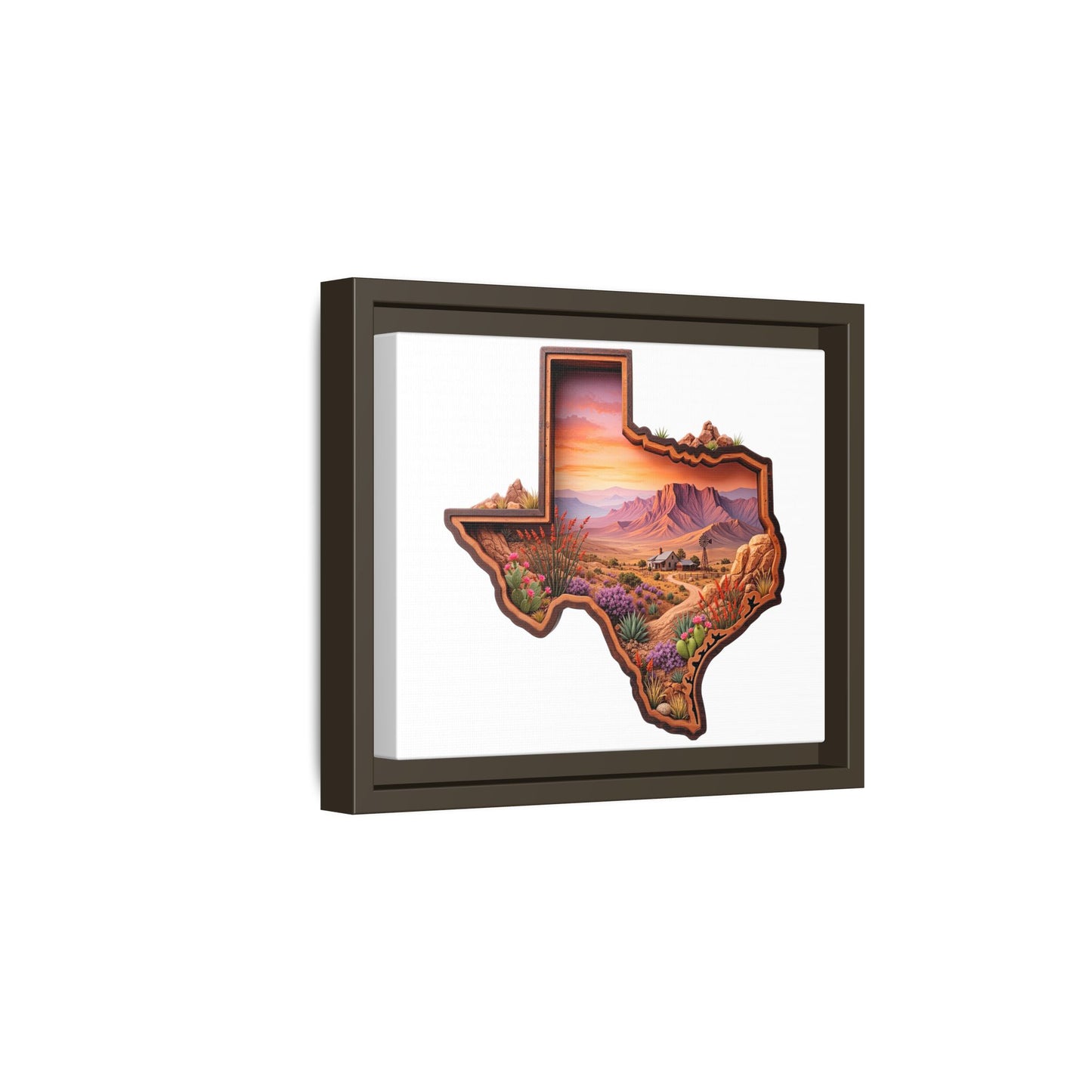Framed Texas Landscape Matte Canvas — Desert Sunset State Art Print
