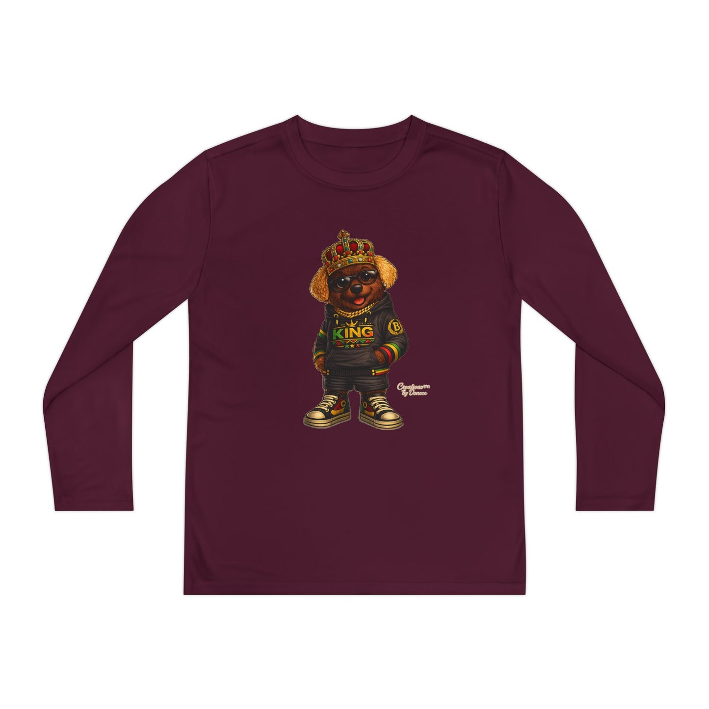 Youth Long Sleeve Tee — 'King' Bear Graphic