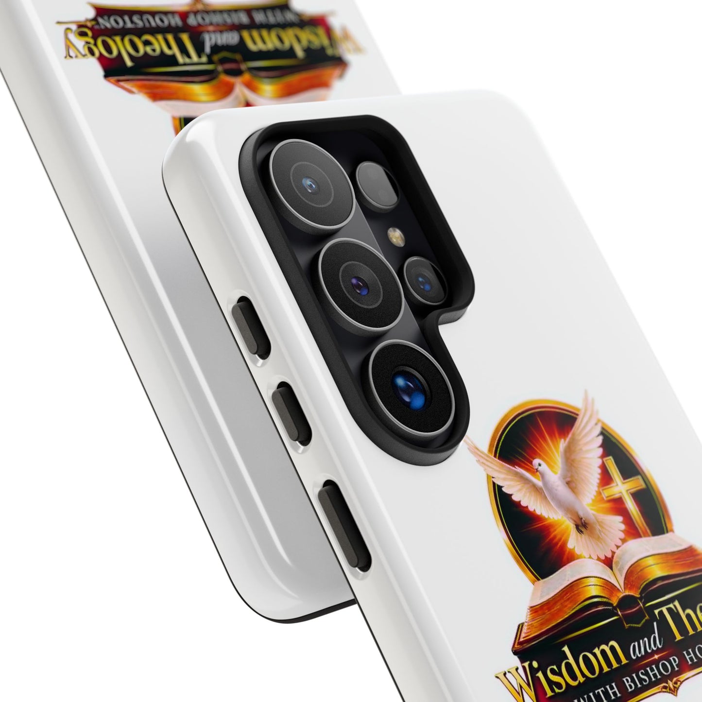 Wisdom and Theology Phone Case — Christian Dove & Cross Protective Tough Case