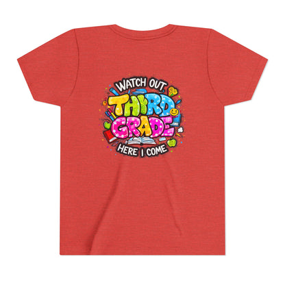 Third Grade Kids T‑Shirt — "Watch Out Third Grade Here I Come" Back-to-School Tee