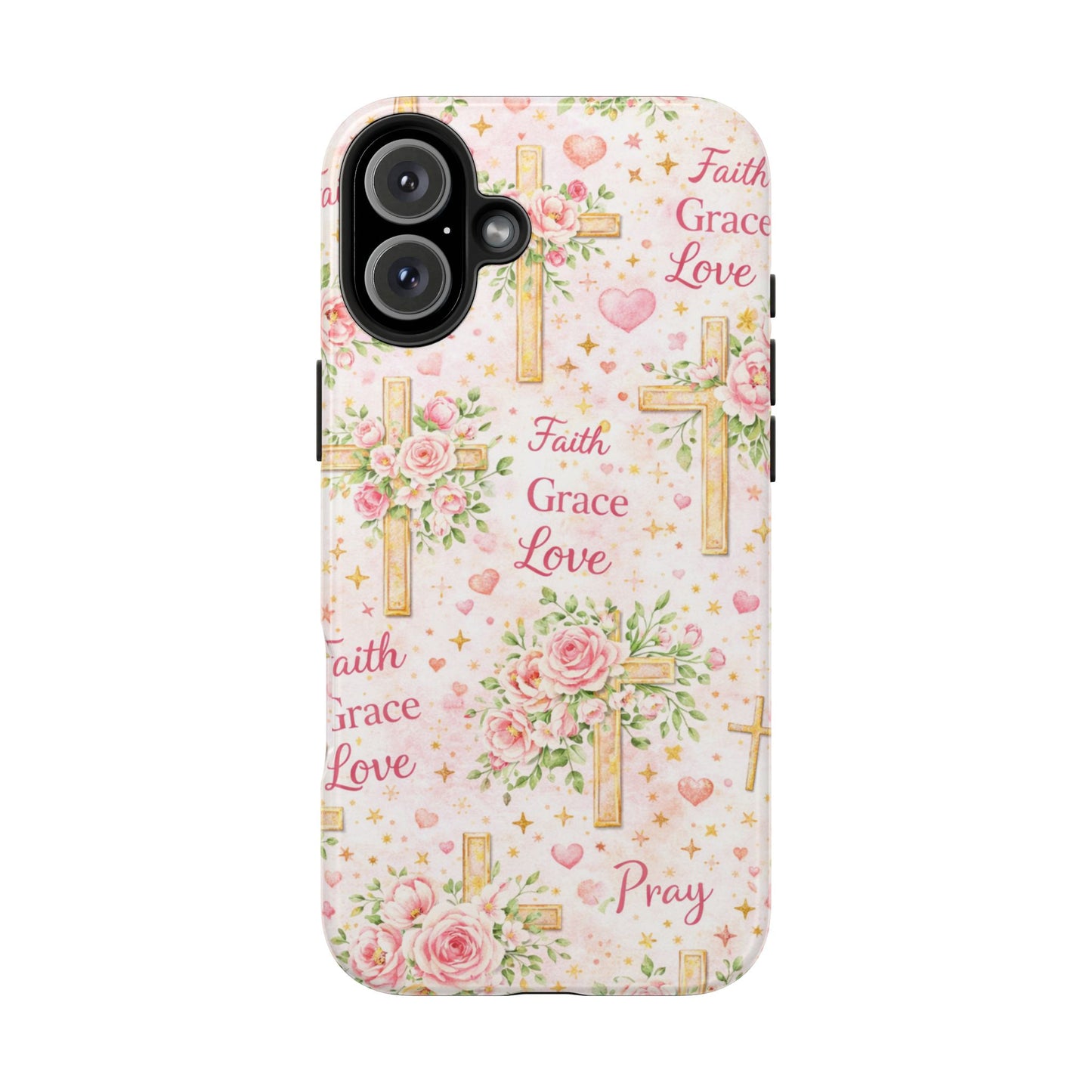 Faith Grace Love Cross Phone Case | Christian Floral iPhone Case