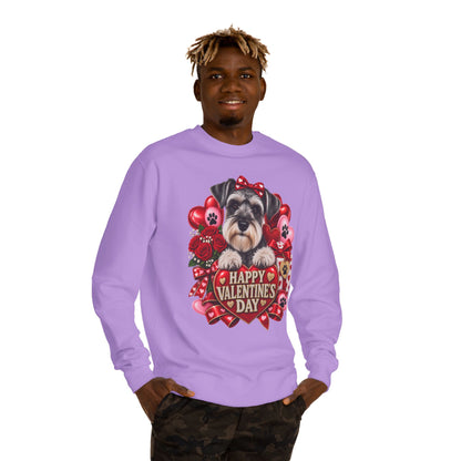 Valentine's Day Dog Sweatshirt — Cute Schnauzer "Happy Valentine's Day" Crewneck