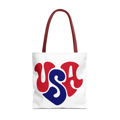 USA Heart Graphic Tote Bag — Retro Patriotic Fourth of July Tote