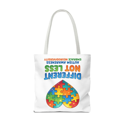 Autism Awareness Tote — "Different Not Less" Puzzle Heart