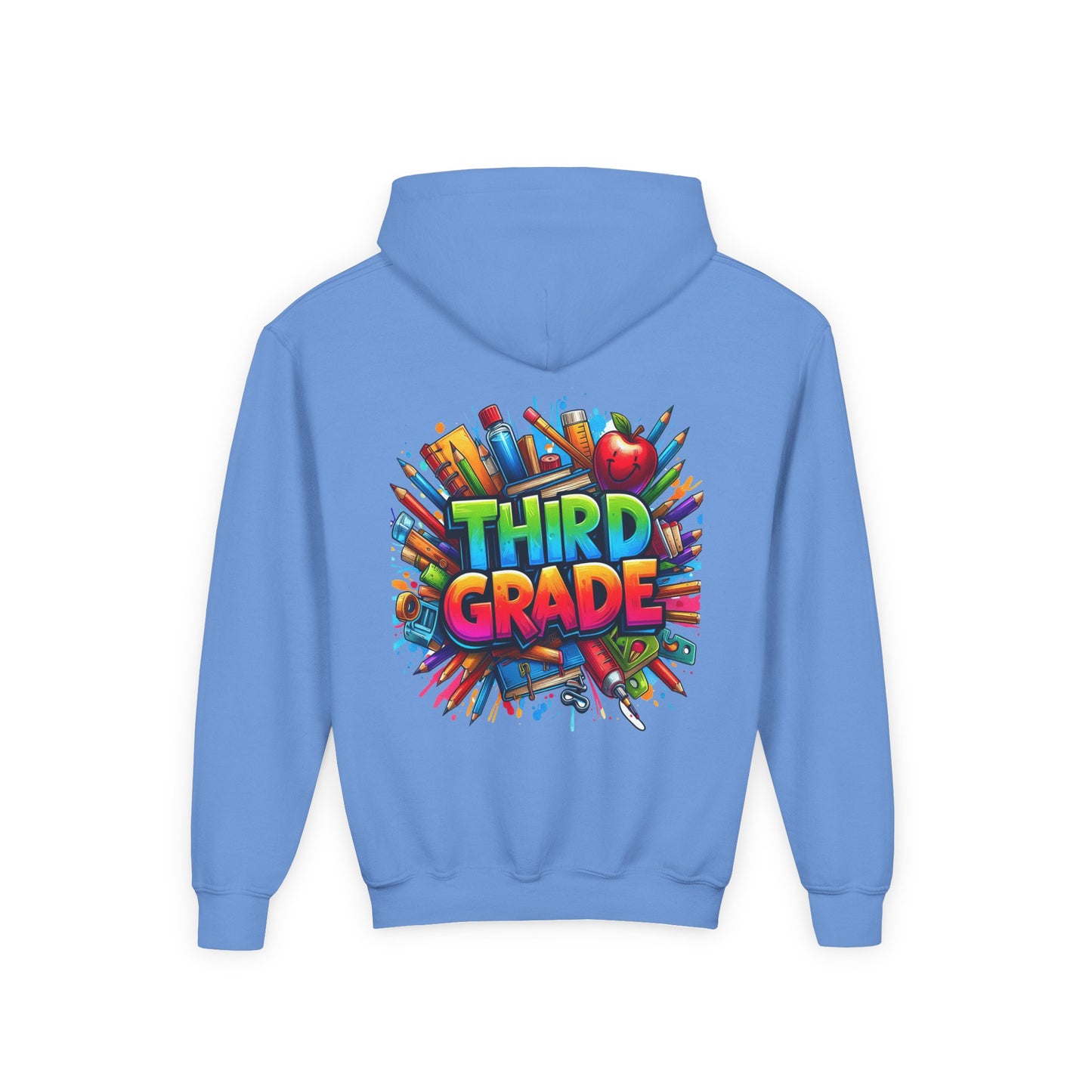 Third Grade Kids Hoodie — Colorful School Supplies Back-to-School Sweatshirt