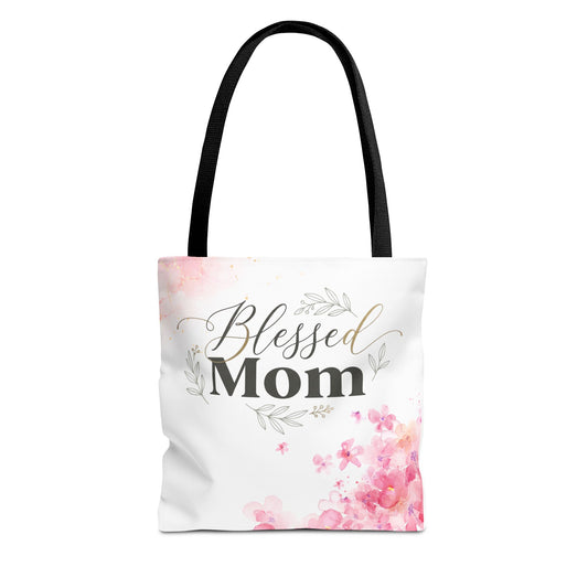 Blessed Mom Floral Tote Bag