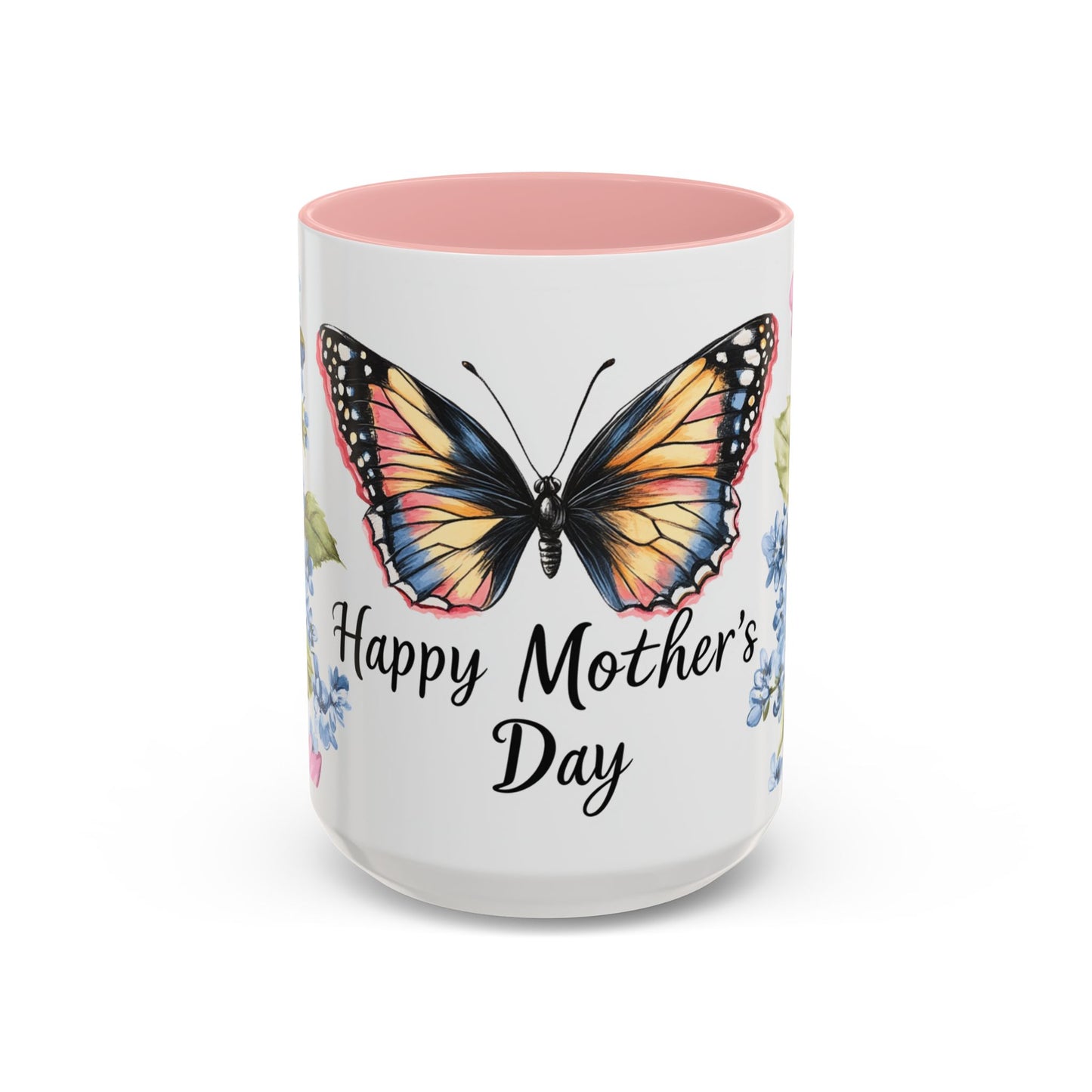 Mother's Day Butterfly Floral Coffee Mug – "Happy Mother's Day" Accent Mug (11/15 oz)