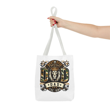 Best Ever Dad Tote Bag — 'Dad the King' Lion Crown Design, Father's Day Gift