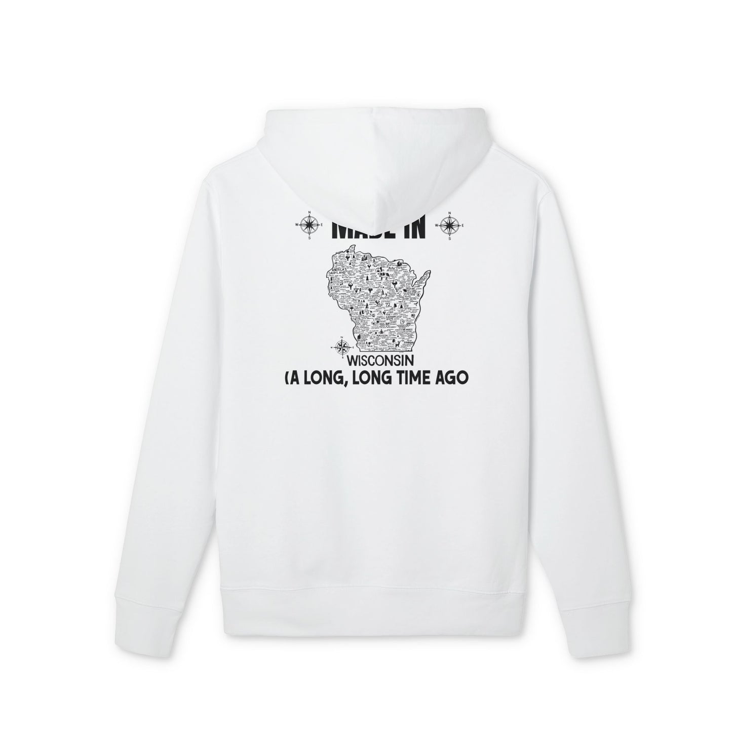 Wisconsin 'Made In' Graphic Hoodie — "A Long, Long Time Ago" State Map Design