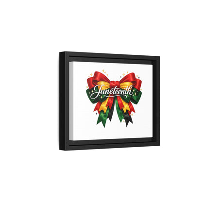 Juneteenth Framed Canvas Print – Festive Red, Green & Gold Ribbon Wall Art