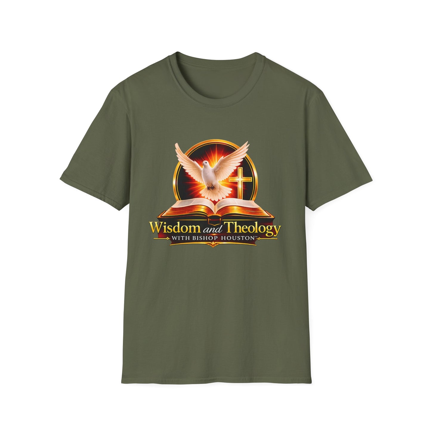 Wisdom and Theology T-Shirt — Dove, Bible & Cross Christian Tee