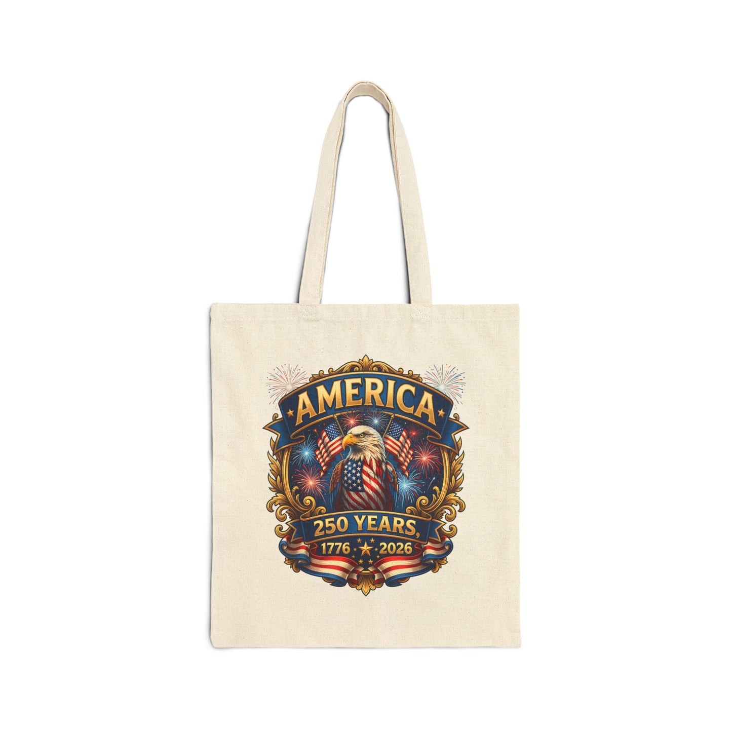 America 250th Anniversary Canvas Tote Bag – 1776–2026 Patriotic Eagle & Flag Design