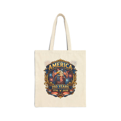 America 250th Anniversary Canvas Tote Bag – 1776–2026 Patriotic Eagle & Flag Design