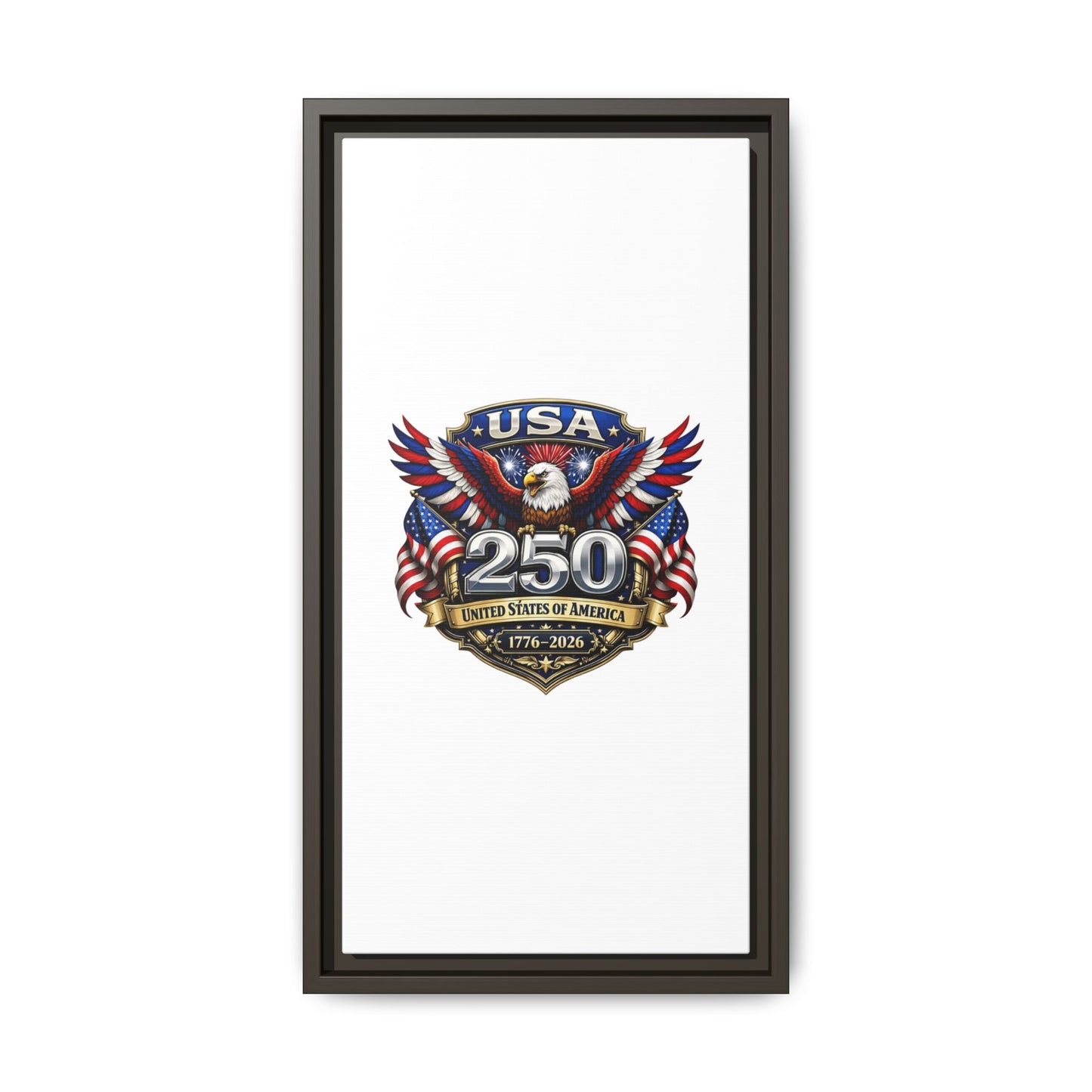 USA 250 Anniversary Framed Canvas — Patriotic Eagle 1776–2026 Wall Art