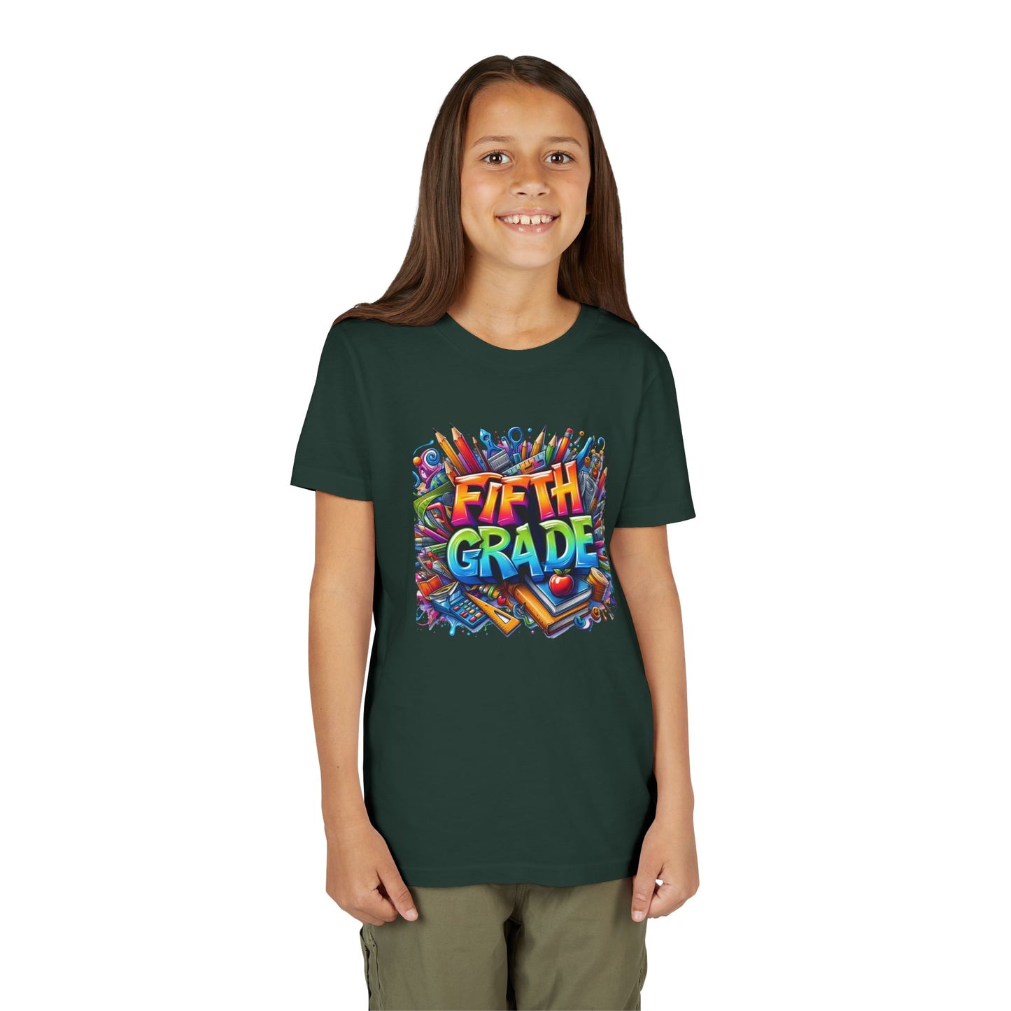 Fifth Grade Kid's Tee - Colorful School Supplies Back to School T-Shirt