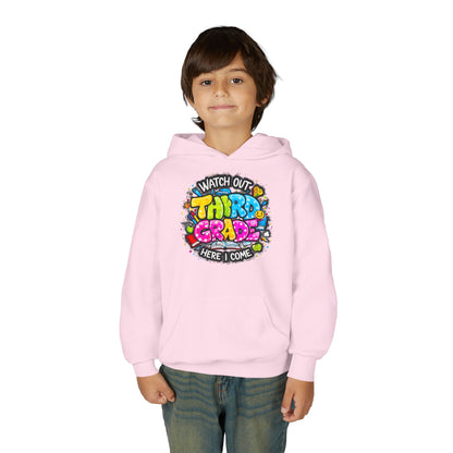 Third Grade Hoodie — "Watch Out Third Grade Here I Come" Kids Back-to-School Sweatshirt