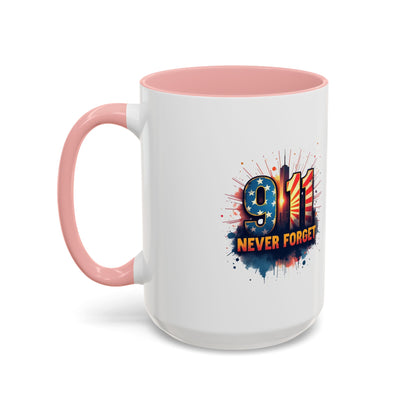 9/11 Never Forget Coffee Mug — Patriotic Memorial Accent Mug