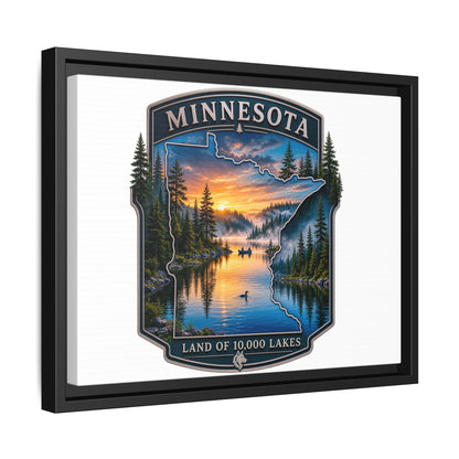 Minnesota Lakes Matte Canvas Print (Framed) — 'Land of 10,000 Lakes' Scenic Wall Art