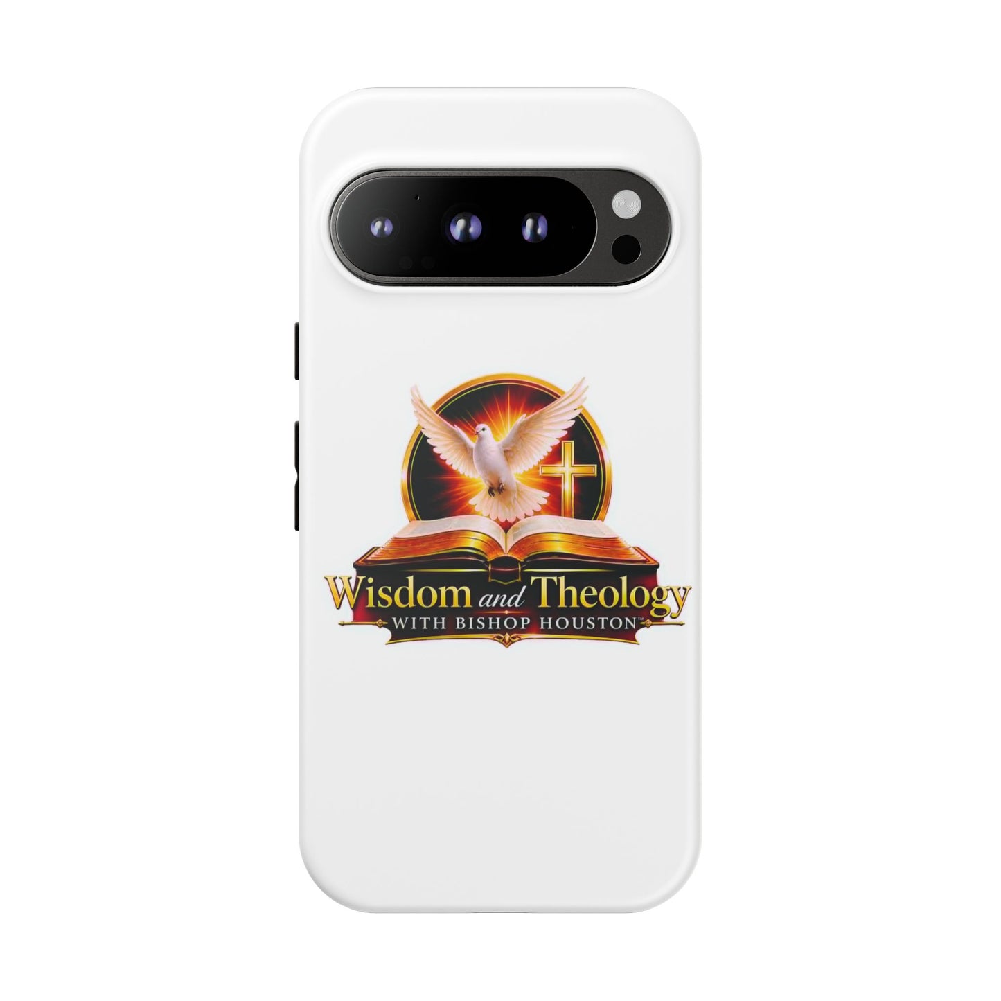 Wisdom and Theology Phone Case — Christian Dove & Cross Protective Tough Case