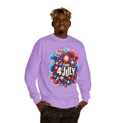 4th of July Fireworks Sweatshirt — "Happy 4th of July" Patriotic Crewneck