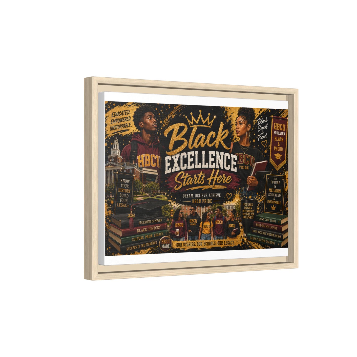 Black Excellence Starts Here Framed Canvas