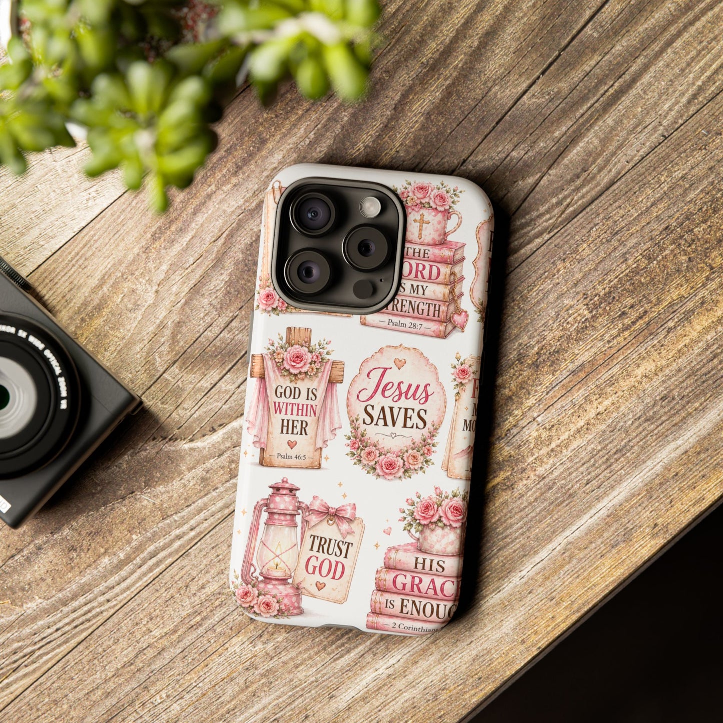 Faith Phone Case — 'Jesus Saves' Floral Christian Scripture iPhone Case